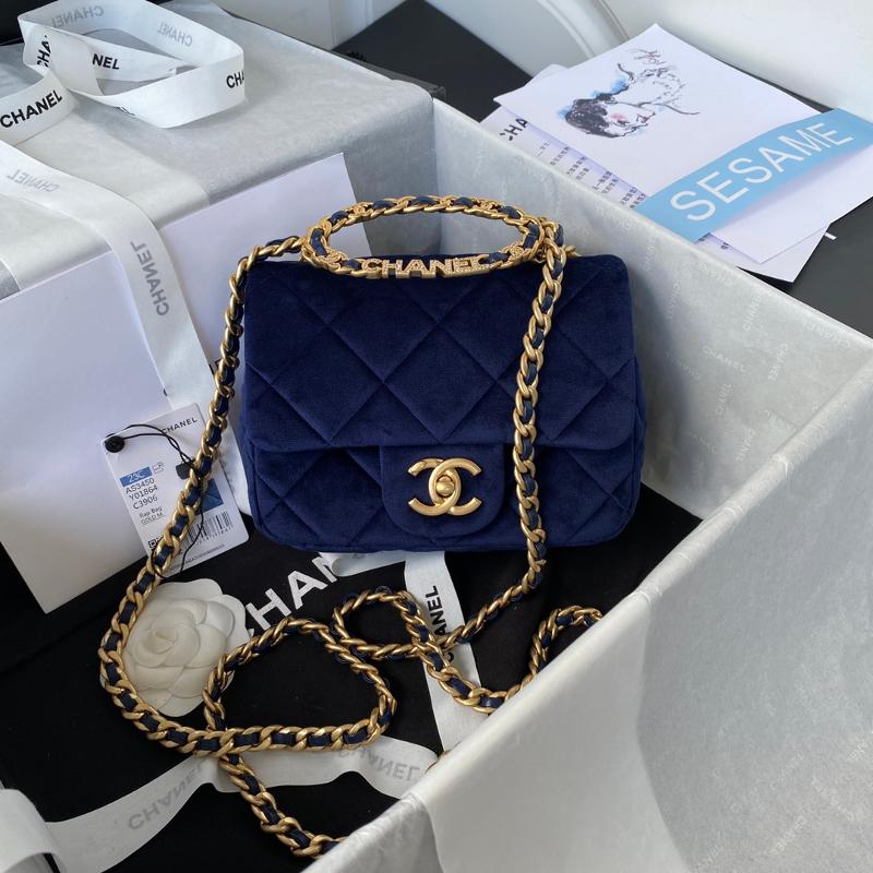 Chanel Handbags AS3450 Velvet Blue